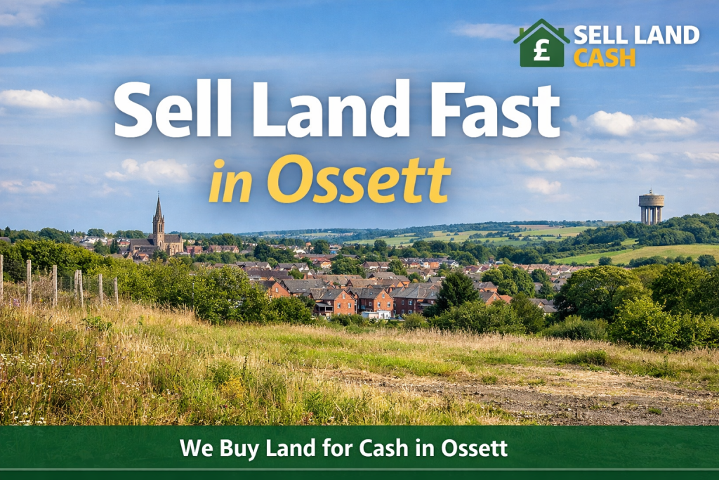 Sell land fast in Ossett – view of land and Ossett town with Sell Land Cash offering to buy land for cash